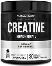 Jacked Factory Creatine Monohydrate powder with scoop for daily performance use.