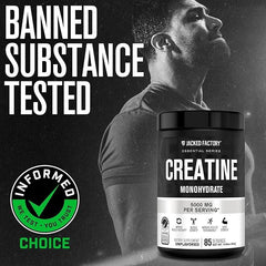 Scoop of Jacked Factory creatine monohydrate powder for convenient dosing