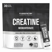Jacked Factory Creatine Stick Pack box with 30 servings for intense training