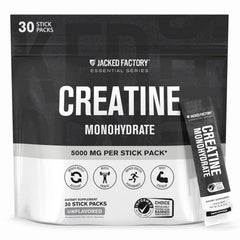 Jacked Factory Creatine Stick Pack box with 30 servings for intense training