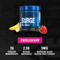 Scoop of Growth Surge being dispensed, ready for post-workout use.