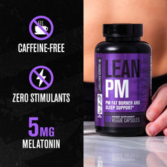 Lean PM capsules suggesting nighttime relaxation and sleep support.