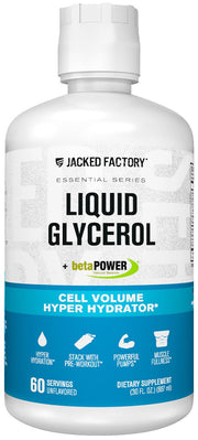 Jacked Factory Liquid Glycerol bottle showcasing hydration-focused pump support.