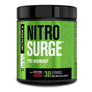 Jacked Factory Nitrosurge Cherry Limeade tub with scoop for sustained energy during workouts