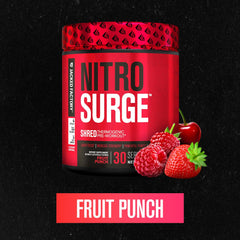 Close-up of Nitrosurge Shred label with ingredients and caffeine details