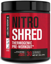 Jacked Factory Nitrosurge Shred powder in fruit punch ready to mix for workouts