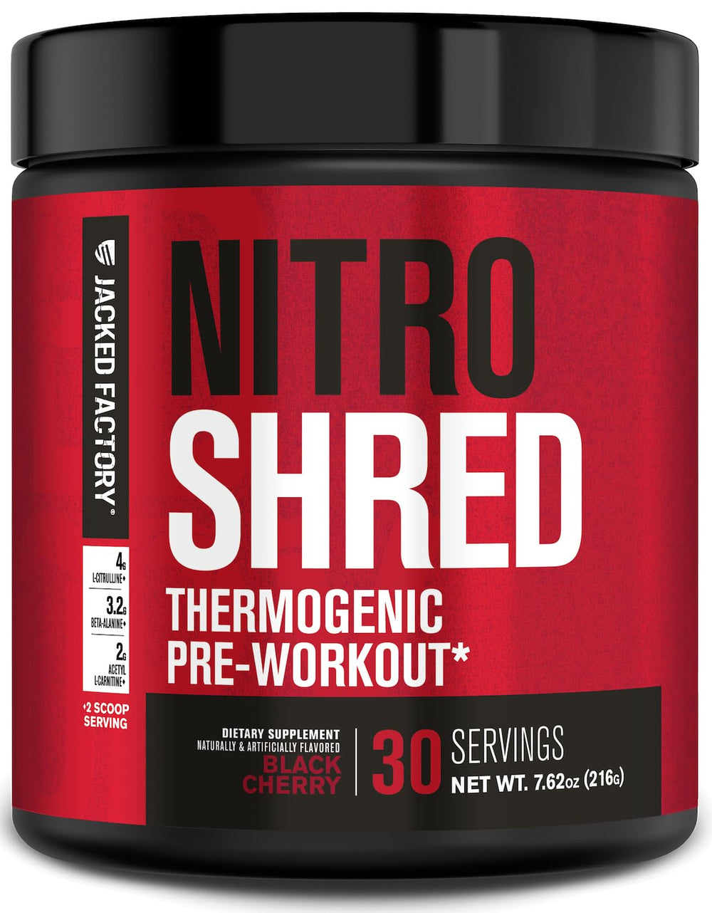 Jacked Factory Nitrosurge Shred label front showing lean energy for workouts