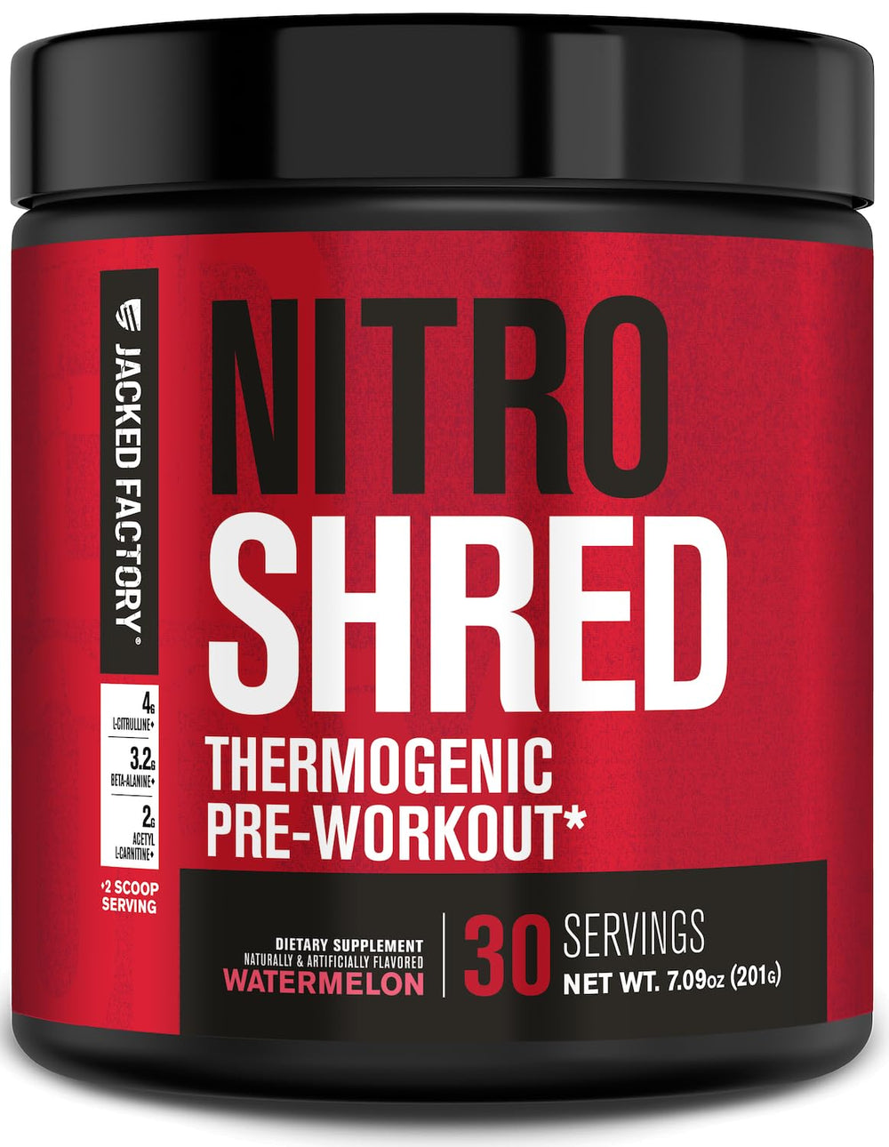 Jacked Factory NITROSURGE Watermelon powder boosts energy and pumps for workouts.