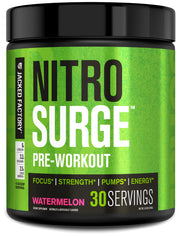 Jacked Factory Nitrosurge watermelon tub showing sustained energy for workouts.