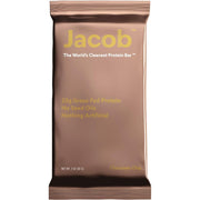Jacob Bar chocolate packaging showcases 20g grass-fed protein and clean ingredients.
