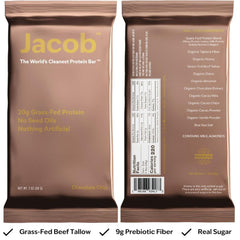 Jacob Bar wrapped bar emphasizes no artificial additives for a pure snack.