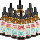 Jagielolia liposomal glutathione liquid bottle shown for daily antioxidant support.