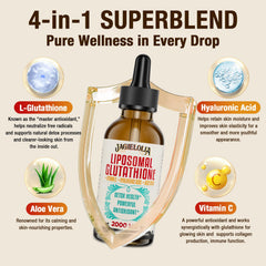 Closeup of Jagielolia liposomal glutathione liquid label with vegan ingredients.