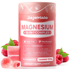 Jajehalo Magnesium Complex gummies bottle with raspberry flavor for on-the-go calm.