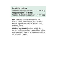 Jamieson B12 tablets under tongue dissolve quickly for convenient daily use.