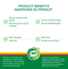 Bottle with dosage information for Jamieson Magnesium 250 mg, adults.