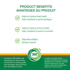 Dispensed Jamieson Odourless Garlic softgels in a bottle, ideal for daily wellness.