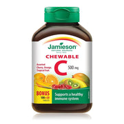 Jamieson Vitamin C mixed fruit bottle with tablets supports immune health.