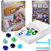 Janeunique Gemstone Dig Kit tools and treasure reveal for hands-on geology learning.