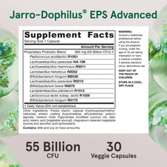 Product label on Jarro-Dophilus EPS Advanced emphasizing vegetarian capsules
