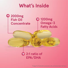 Jarrow Formulas EPA-DHA Balance bottle pour illustrating easy daily dosage.
