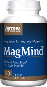 Jarrow Formulas MagMind bottle cap view showing magnesium L-threonate capsules for cognitive support