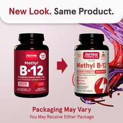 Jarrow Formulas Methyl B-12 cherry chewable tablet back view with label.