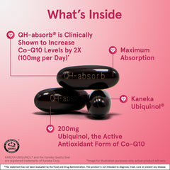 Jarrow Formulas QH-Absorb label closeup showing ingredients and dosage details.