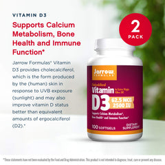 One softgel taken with a fat-containing meal from Jarrow Formulas Vitamin D3 2500 IU