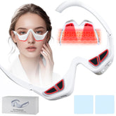 Jaxbo under eye device closeup showing red light therapy for refreshed eyes after screen time