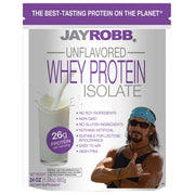 Packaging view of Jay Robb whey isolate unflavored for versatile daily protein
