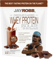 Jayrobb Whey Protein Chocolate tub front for post-workout protein boost