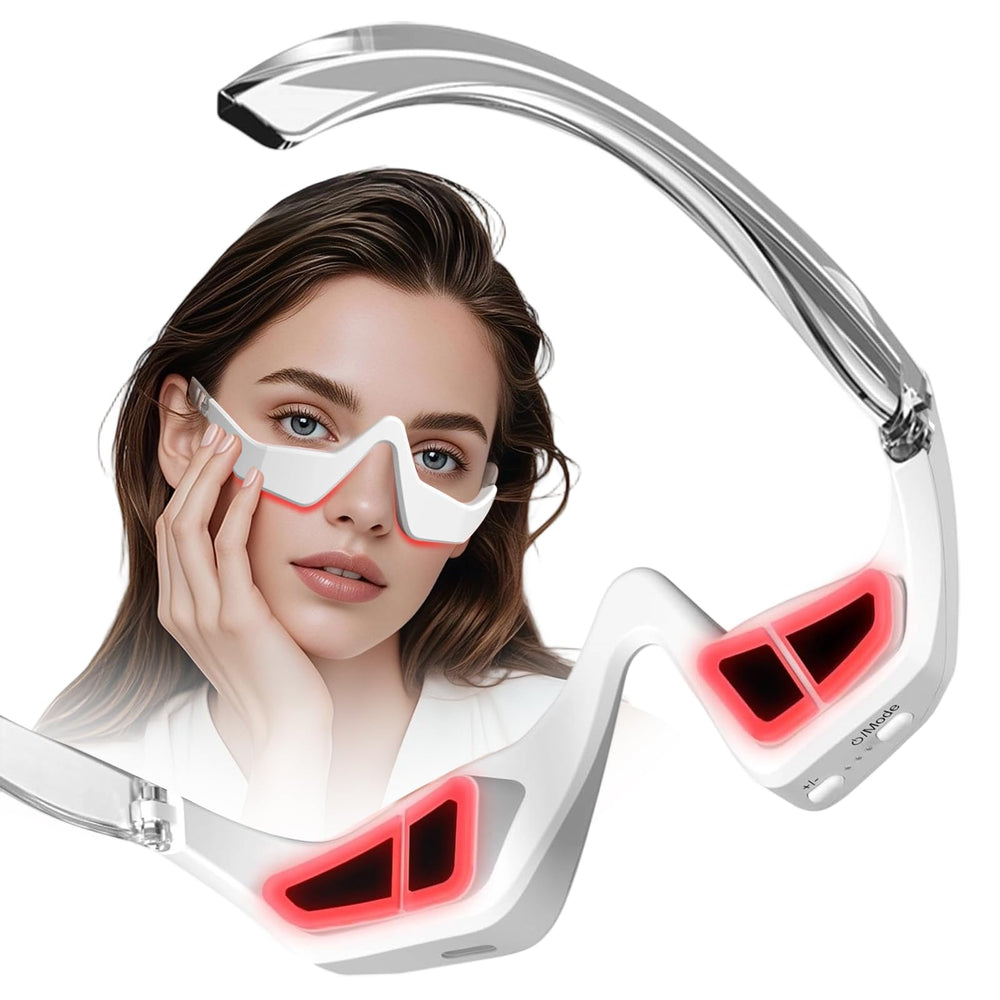 JCOTTON under-eye red light therapy glasses soothe tired eyes after long screen time