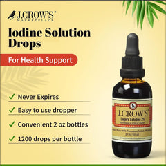 Packaging and label of J.CROW'S premium iodine blend.