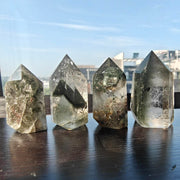 jdflying Phantom Crystal Tower pyramid point reveals unique inclusions for meditation ambiance