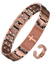 Jecanori 2X copper magnetic bracelet for men with cross design and strong magnets for daily comfort