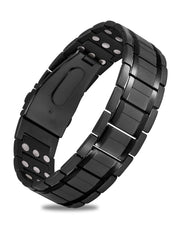 Jecanori 3X magnetic bracelet front view shows masculine stainless steel design for daily wear.