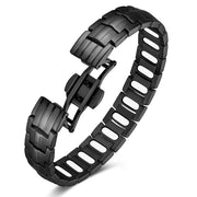 Jecanori 5X strength magnetic bracelet close-up showing butterfly clasp for secure closure.