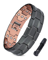 Jecanori copper bracelet for men closeup highlights premium finish and magnetic links for daily wear.