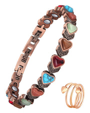 Jecanori copper bracelet for women closeup showing magnets for daily wear.