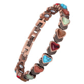 Jecanori copper bracelet close-up showing magnets and vivid copper finish