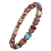 Jecanori copper bracelet close-up showing magnets and vivid copper finish