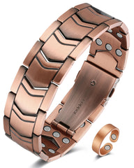 Jecanori copper magnetic bracelet for men, side view, ideal for daily wear.