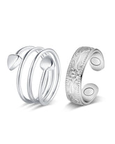Jecanori copper ring with silver flower and heart, front view for everyday elegance.