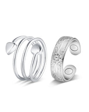 Jecanori copper ring with silver flower and heart, front view for everyday elegance.