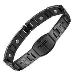 Jecanori magnetic bracelet for men in black, front view for daily stylish wear.