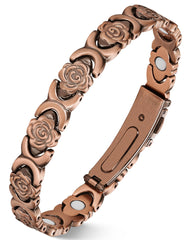 Jecanori magnetic copper bracelet for women with rose bloom design, stylish daily wear