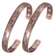 Jecanori magnetic copper bracelet for women with vintage flower design, ideal for daily style and energy balance.