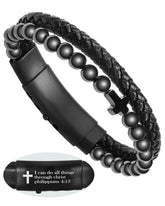 Jecanori magnetic cross bracelet for men offers bold style with durable braided leather.