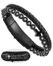 Jecanori magnetic cross bracelet for men offers bold style with durable braided leather.